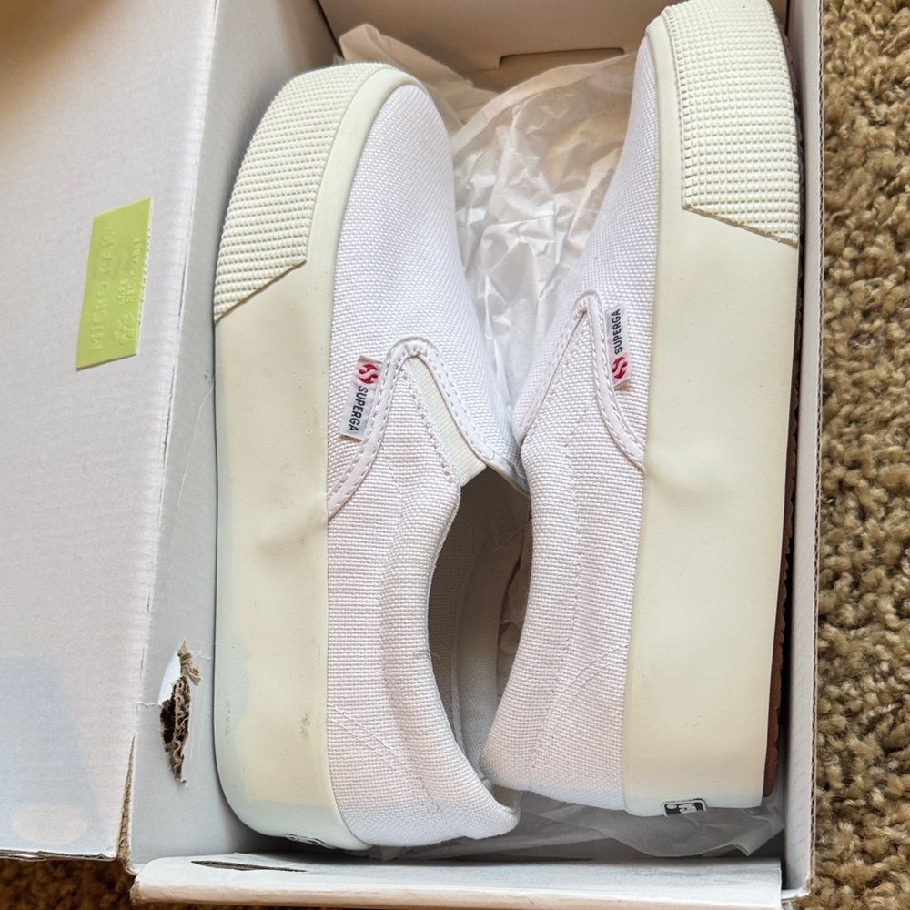 Superga White Slip-On platform Sneakers